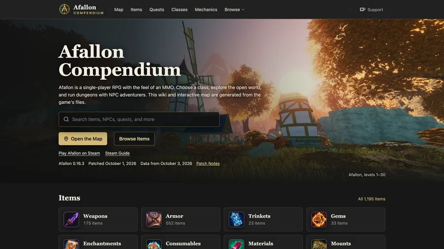 Afallon Compendium screenshot