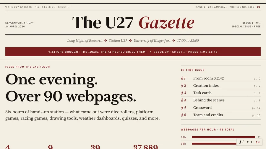 The U27 Gazette screenshot